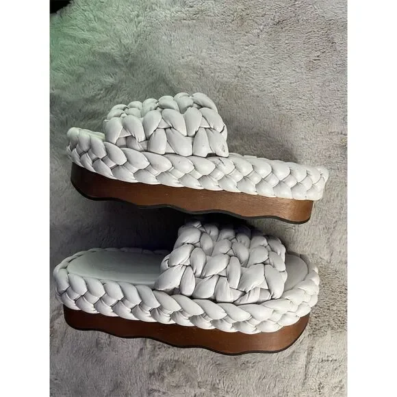 Chloé Women's Ivory Leather Slide Sandals Braided Design Casual Summer s… - Picture 12 of 13